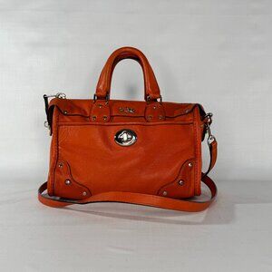 Coach Rhyder 24 Satchel 33690 in Vibrant Orange Coral Leather